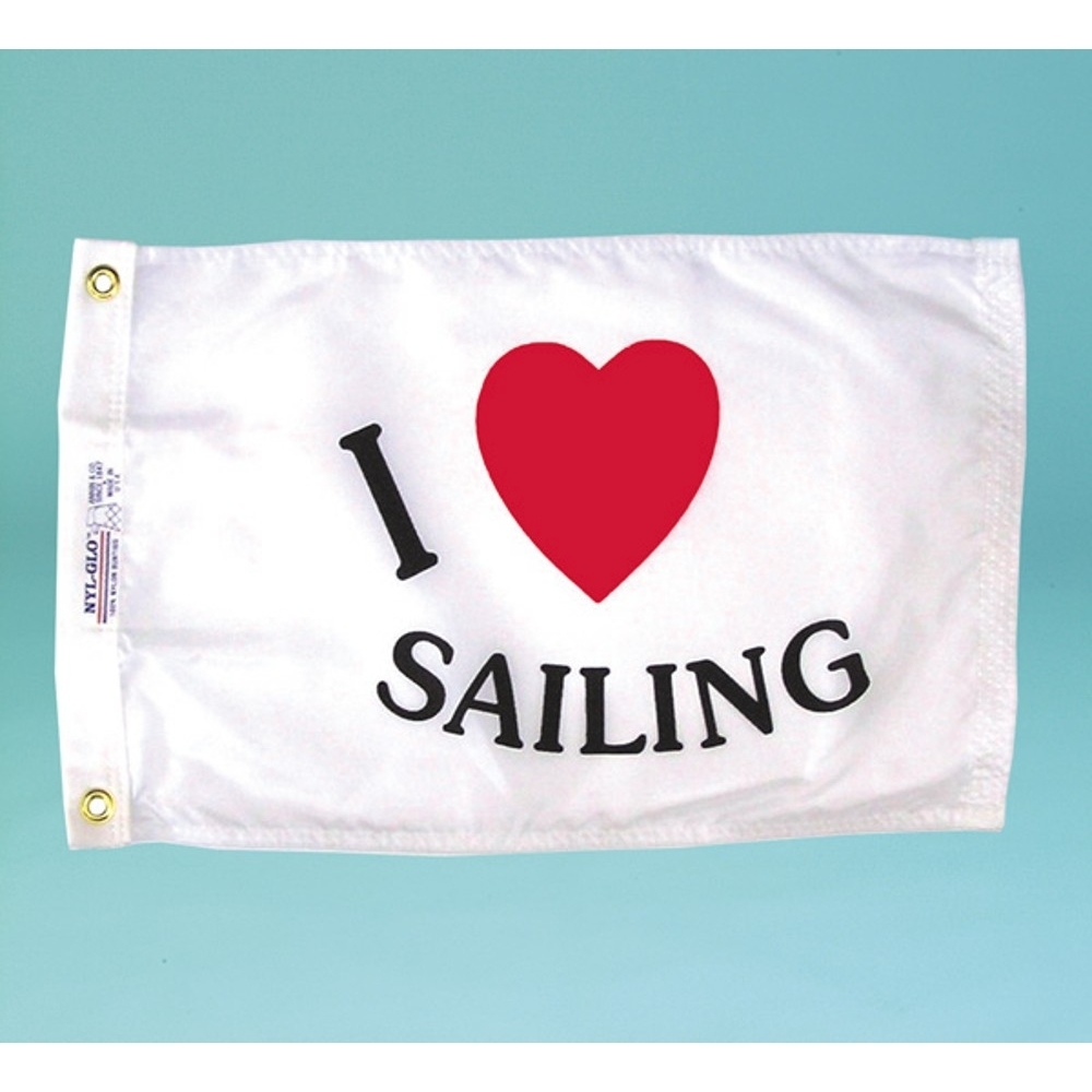 I Love Sailing Flag - Grommets 2 I Love Sailing Flag Grommets Finish
