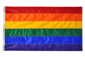 Sewn Rainbow Flag Grommets Finish