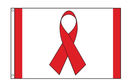 Red Ribbon Flag - Grommets 2 Red Ribbon Flag Grommets Finish