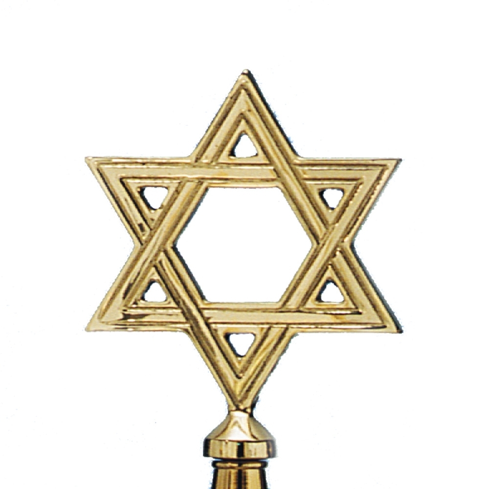 Brass Star of David - Gold 2 Brass Star of David Gold ornament in polished gold finish for indoor flagpoles.