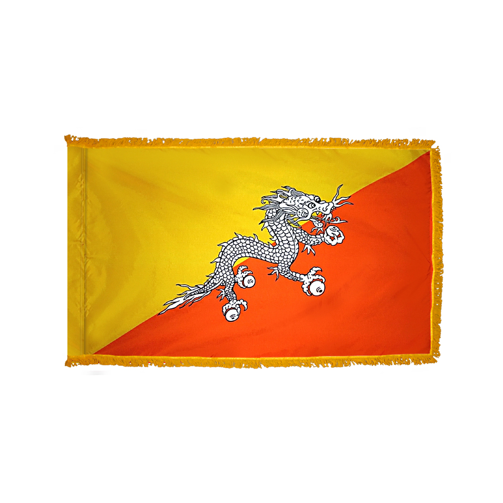 Bhutan Flag - Fringe 2 Bhutan Flag Fringe Finish
