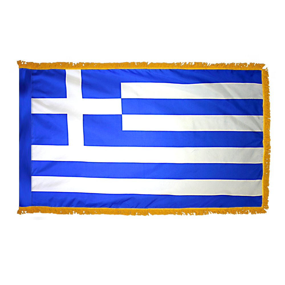 Greece Flag - Fringe 2 Greece Flag Fringe Finish