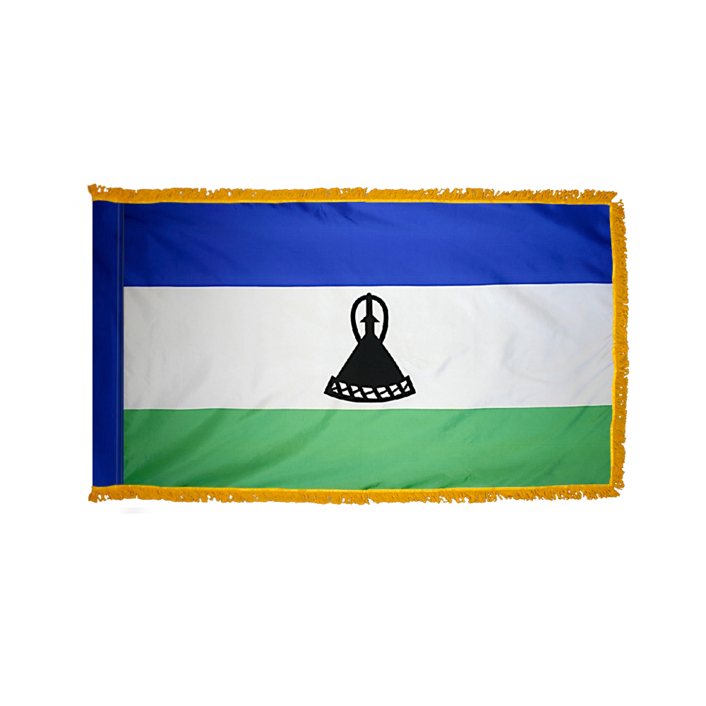 Lesotho Flag - Fringe 2 Premium Lesotho Flag Fringe Finish