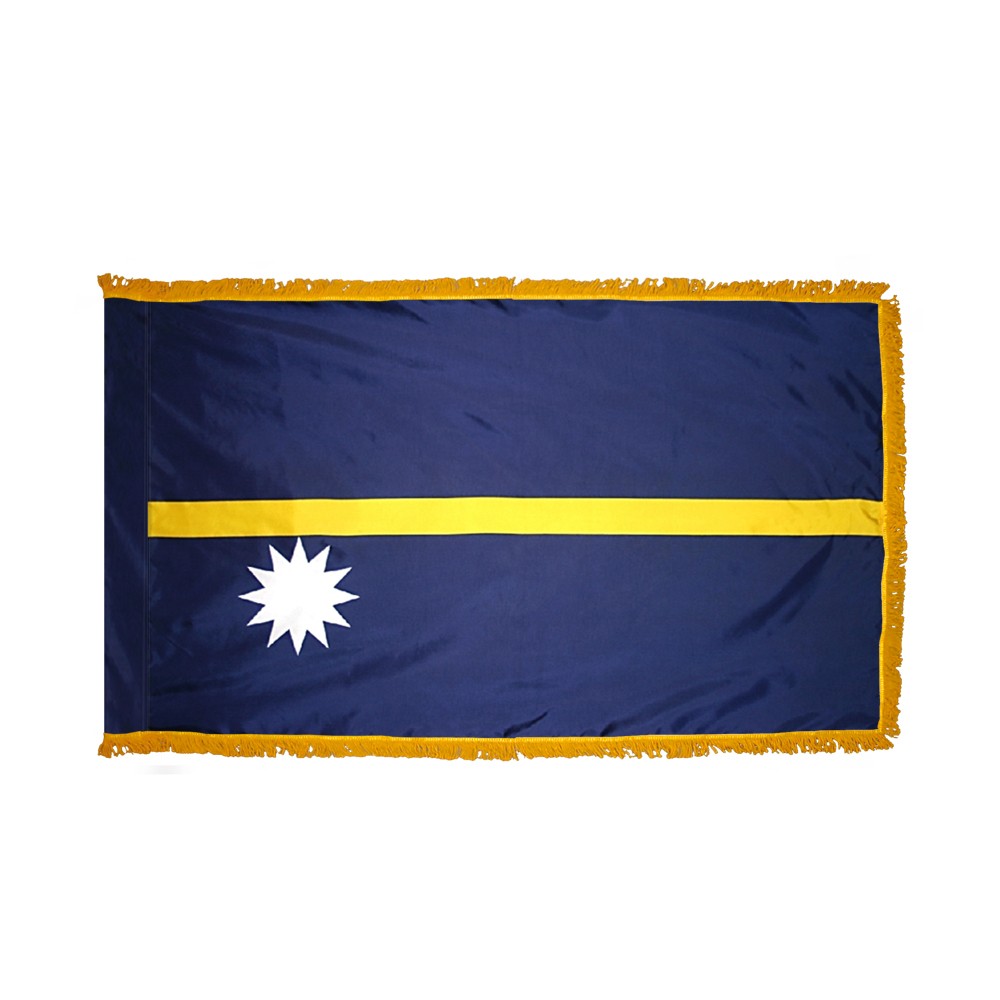 Nauru Flag - Fringe 2 Nauru Flag Fringe Finish