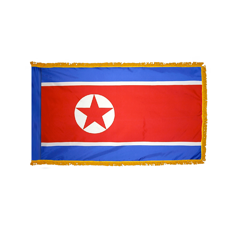 North Korea Flag - Fringe 2 North Korea Flag Fringe Finish