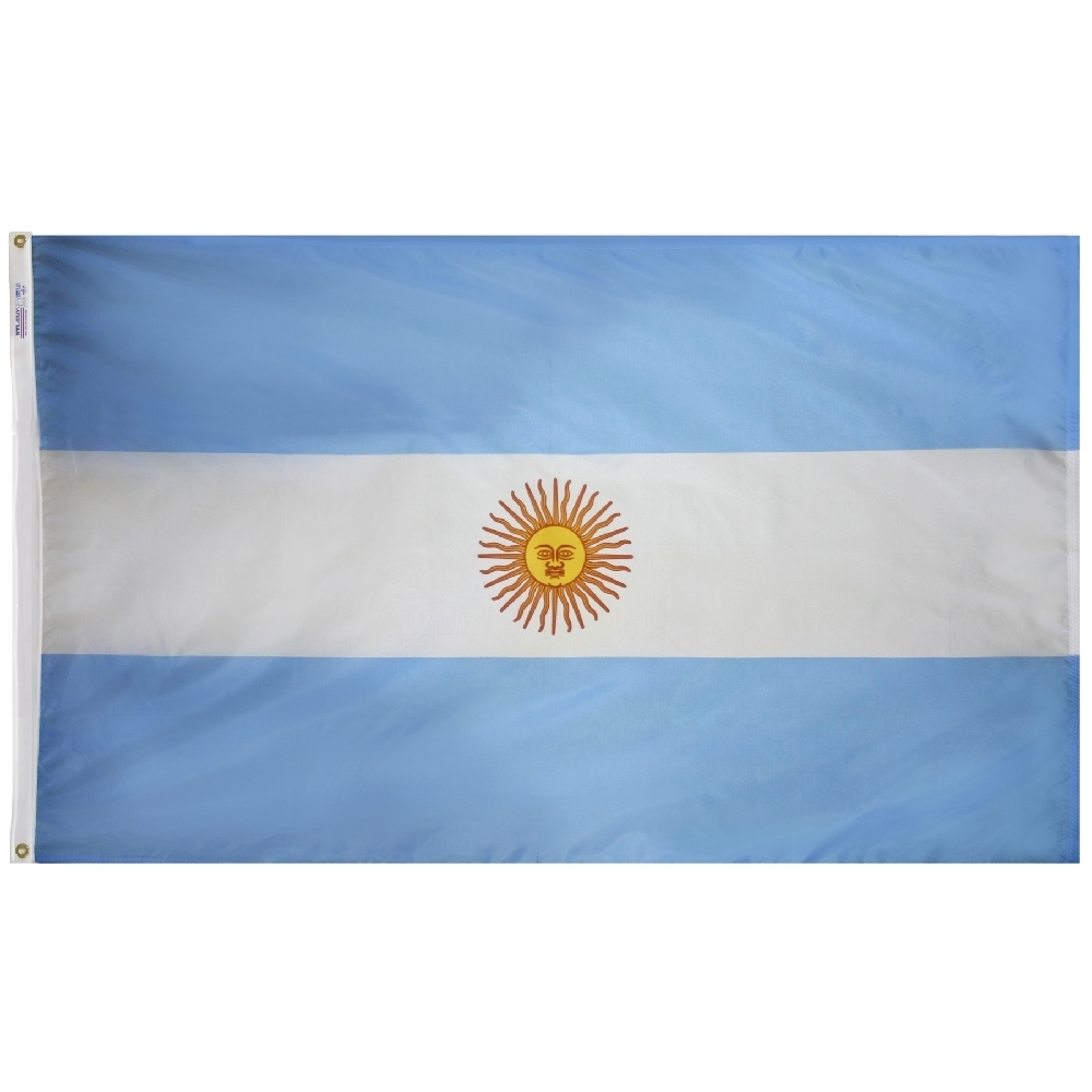 Argentina Government Flag - Grommets 2 Nylon Argentina Government Flag Grommets Finish