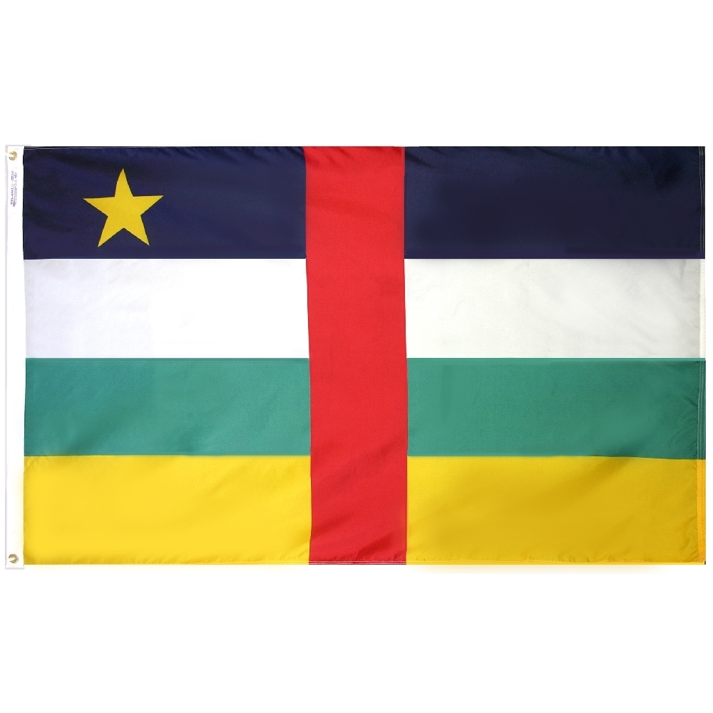 Central African Republic Flag - Grommets 2 Nylon Central African Republic Flag Grommets Finish