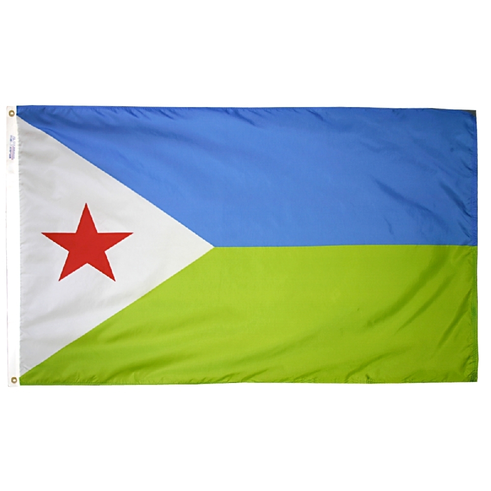 Djibouti Flag - Grommets 2 Nylon Djibouti Flag Grommets Finish