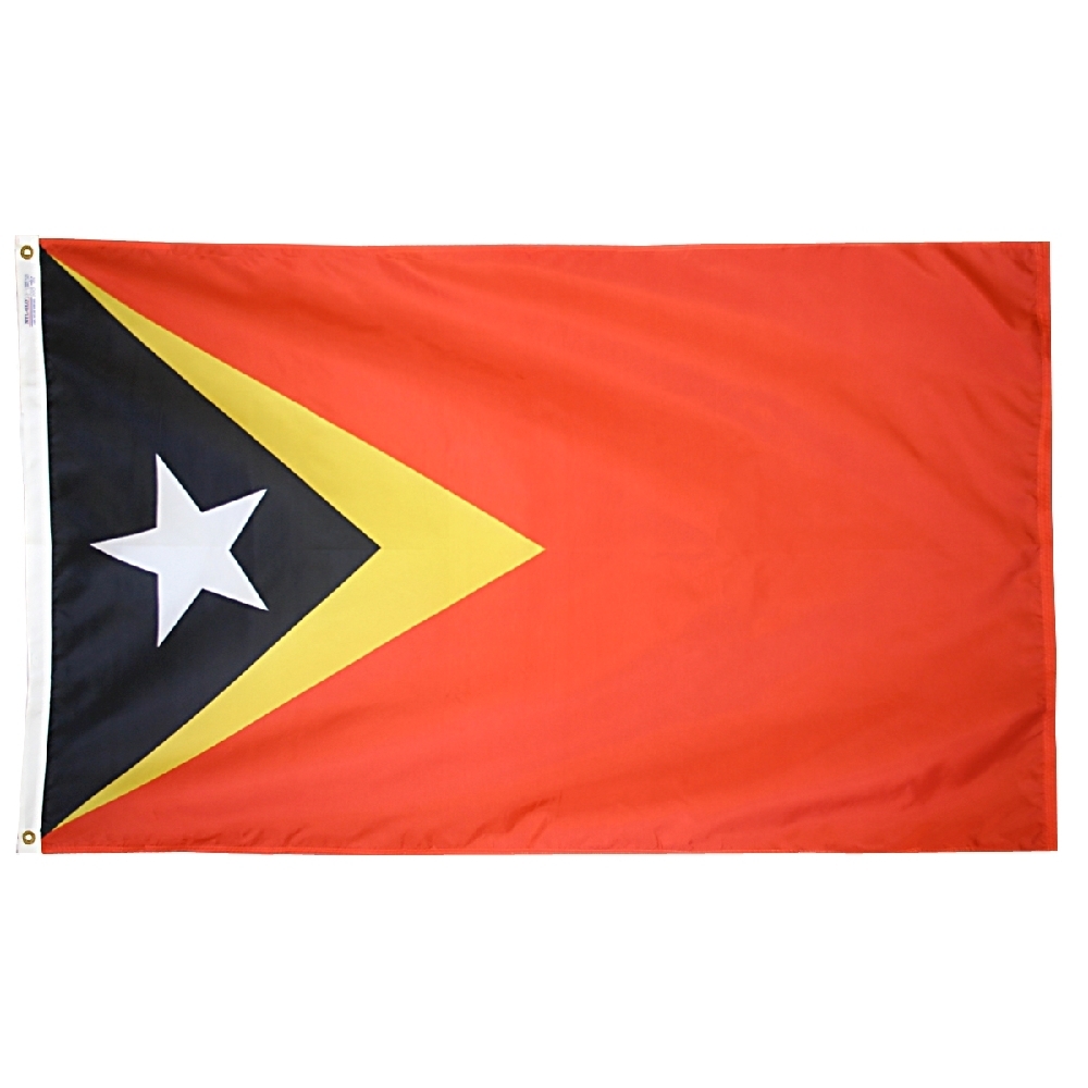 Timor-Leste (East Timor) Flag - Grommets 2 Nylon Timor-Leste (East Timor) Flag Grommets Finish