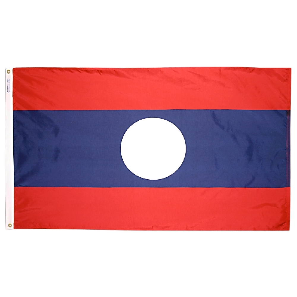 Laos Flag - Grommets 2 Nylon Laos Flag Grommets Finish