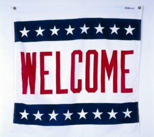 Welcome Stars Banner Grommets Finish