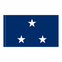 Navy 3 Star Blue Admiral Flag - Pole Hem