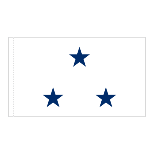 Navy 3 Star White Admiral Flag Pole Hem Finish